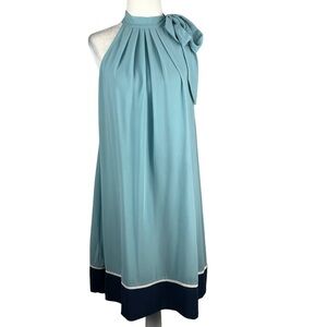 SHE & SKY SLEEVELESS TIE NECK LINED FLOWY‎ A-LINE MINI DRESS